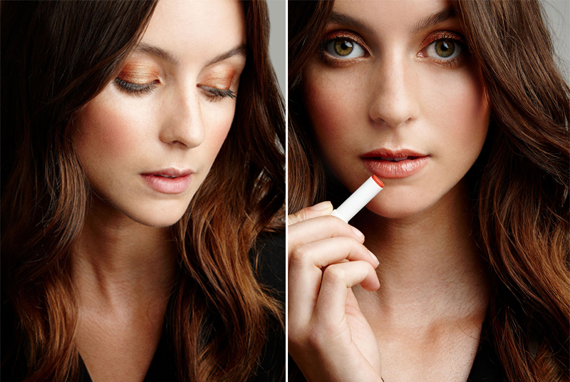 Peach hued makeup creates a beautiful look for winter. Get the step-by-step tutorial with natural, cruelty-free, vegan products from W3LL PEOPLE.