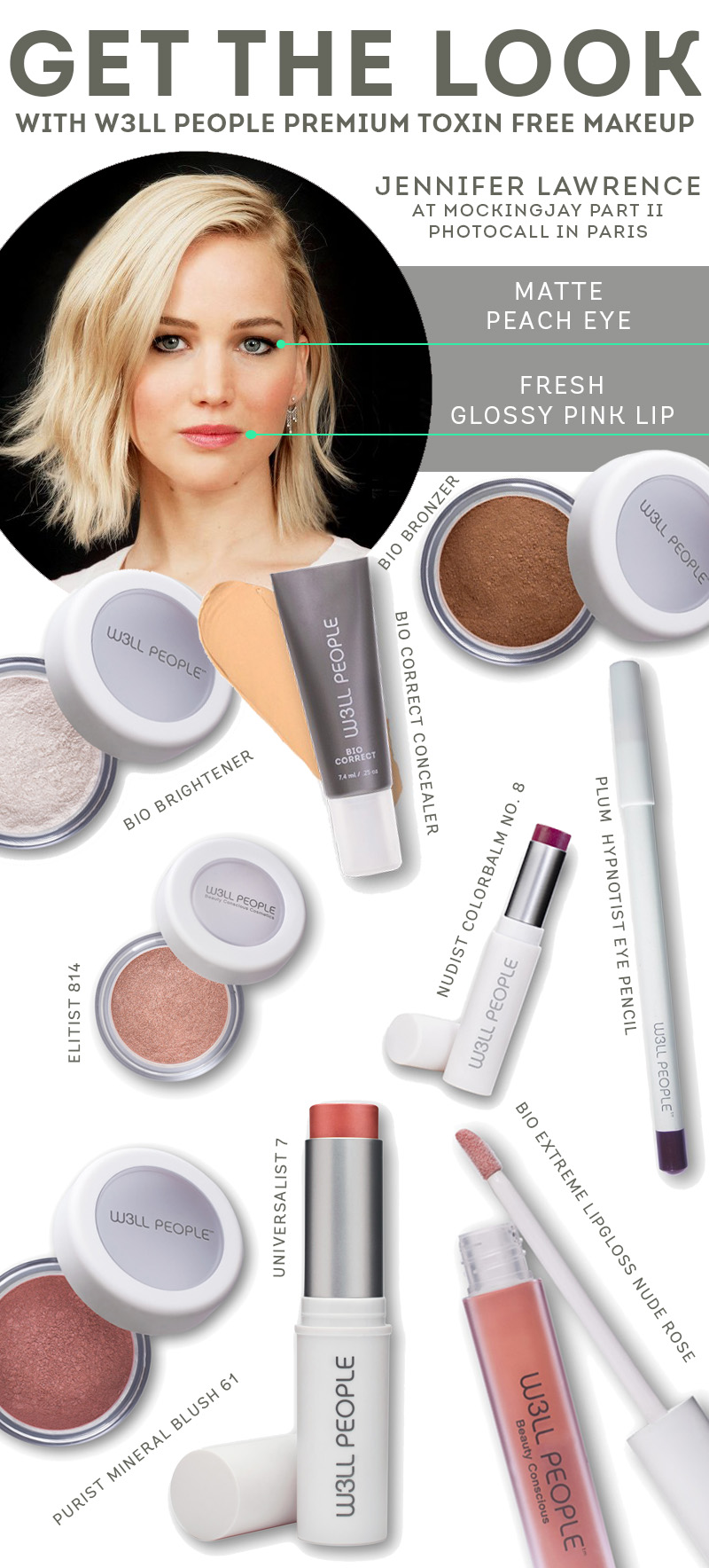 W3LL DONE: Get this beautiful Jennifer Lawrence look using all-natural beauty products from W3LL PEOPLE. 