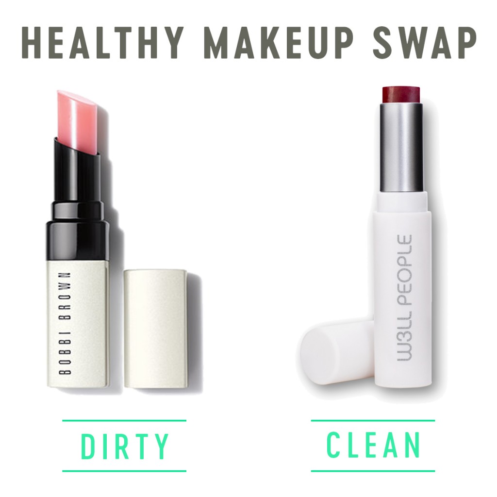 Healthy Makeup Swap: trade in your Bobbi Brown Extra Lip Tint for W3LL PEOPLE's Nudist Colorbalm, infused with jojoba oil, sunflower seed oil, carrot seed oil, chamomile and aloe.